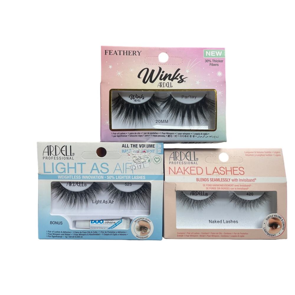 3 Pack Ardell Winks Par'tay - Light As Air - Naked Lashes faux fake